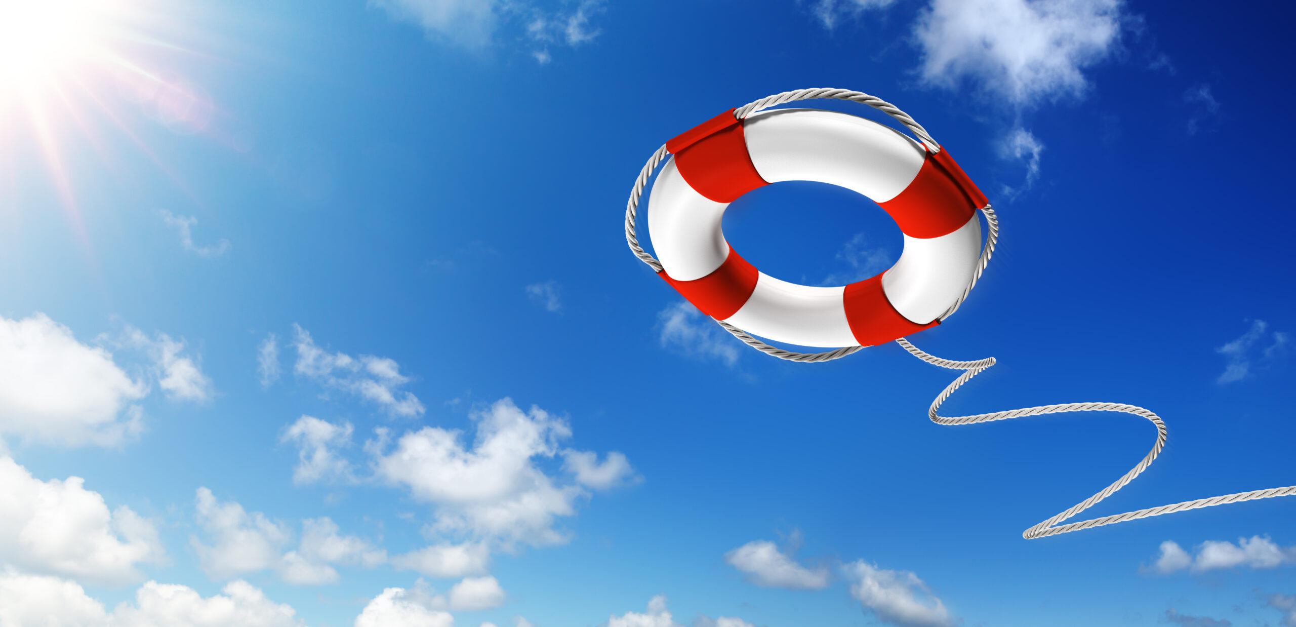 Throwing A Life Preserver In The Sky - Help Concept.