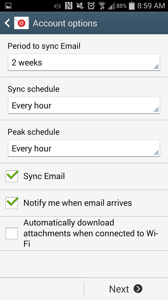 Android Settings - Account Options