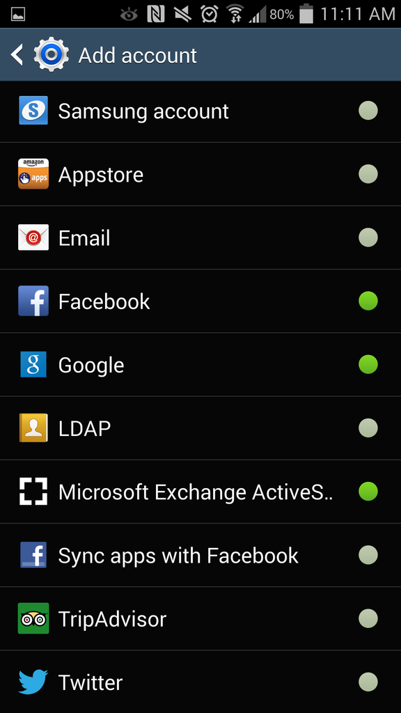 Android Settings - Account Type