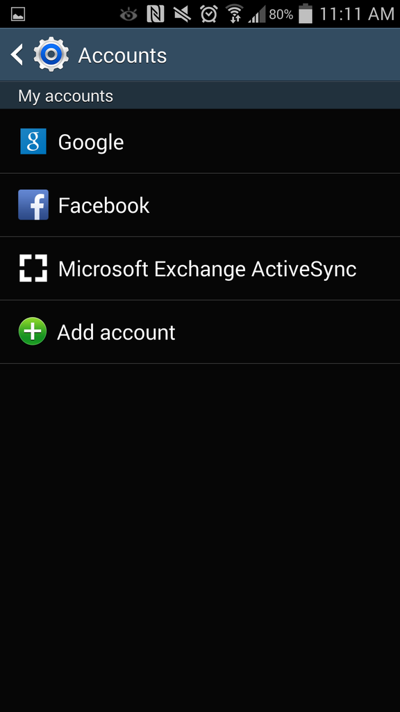 Android Settings - Add account