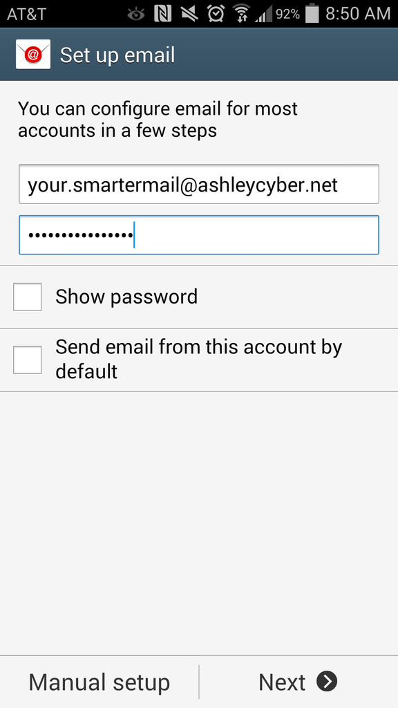 Android Settings - Email Login