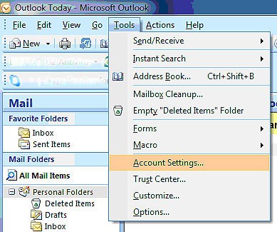 Outlook 2007 Email Settings - Account Settings