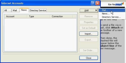 Outlook Express Email Settings - Add New