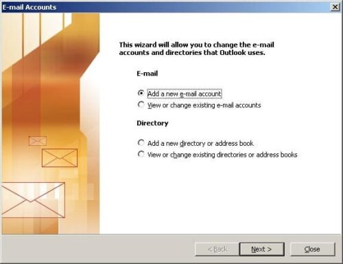 Outlook 2003 Email Settings - Add New