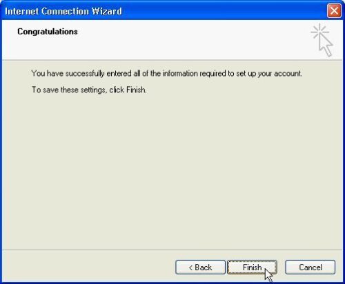 Outlook Express Email Settings - Finish
