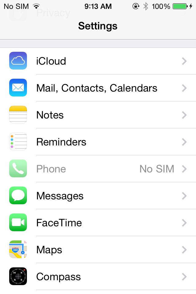 iOS Settings