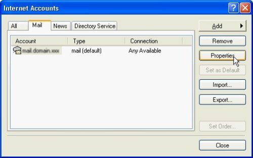 Outlook Express Email Settings - Properties